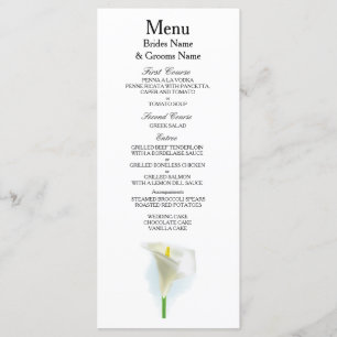 Menu Cala Lily Moderne Simple Elégante Idées De Mariage