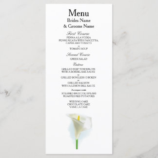 Menu Cala Lily Moderne Simple Elégante Idées De Mariage