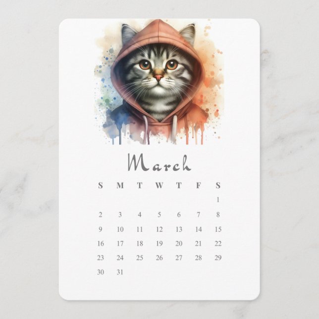 Menu Calendrier de mars autonome Kitty Chat Splash Art (Devant)