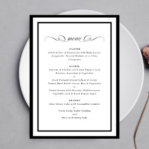 Menu Calligraphie Cadres noirs Mariage officiel