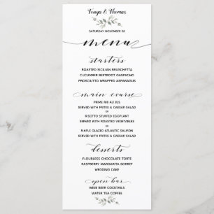 Menu Calligraphie de police noir blanc Mariage barre