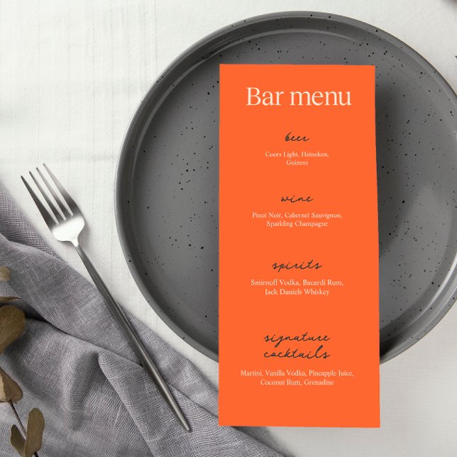 Menu Calligraphie Élégant Mariage beige | Bar à boisson (Créateur téléchargé)