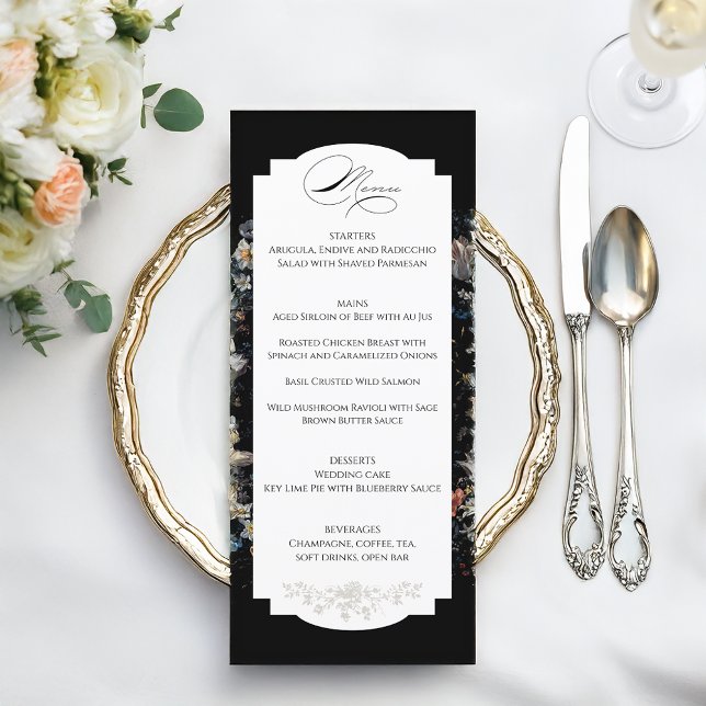 Menu Calligraphie florale noire (Créateur téléchargé)