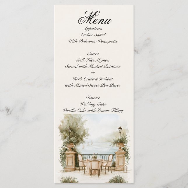 Menu Calligraphie Lac de Côme (Devant)