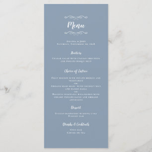 Menu Calligraphie mariage Dîner tendance Dusty Blue