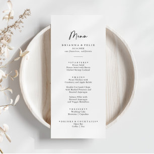 Menu Calligraphie minimaliste Moderne Élégant Dîner Men