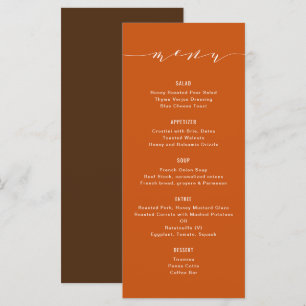 Menu Calligraphie moderne simple Brûlé Orange Chute Bro