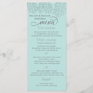 Menu Calligraphie romantique en relief bleu puriste