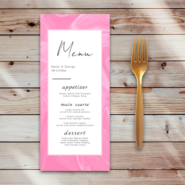 Menu Calligraphie rose minimale Mariage Abstrait artist (Créateur téléchargé)