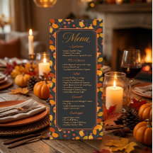 Menu calligraphique personnalisé Élégant Feuilles