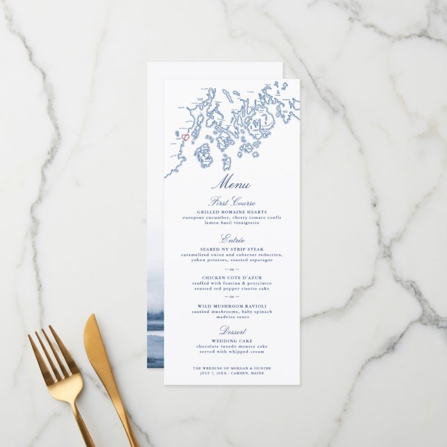 Menu - Camden Maine Penobscot Bay Carte (Devant/Arrière en situation)