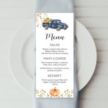 Menu Camion bleu, menu imprimable citrouille modif