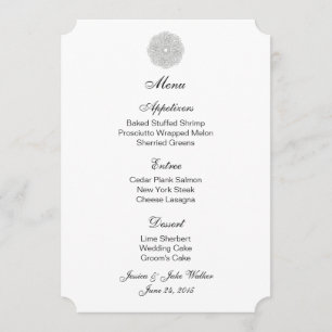 Menu Card Silver Floral Circle