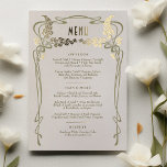 Menu Card Vintage Minimalist Art Nouveau Gold Foil<br><div class="desc">Menu Card in Art Nouveau style for your vintage-themed wedding in a floral, romantic, and whimsical design. Classic flourishes complement classic art deco fonts. Please enter your custom information, and you're done. If you wish to change the design further, click the blue "Customize It" button. Thank you so much for...</div>