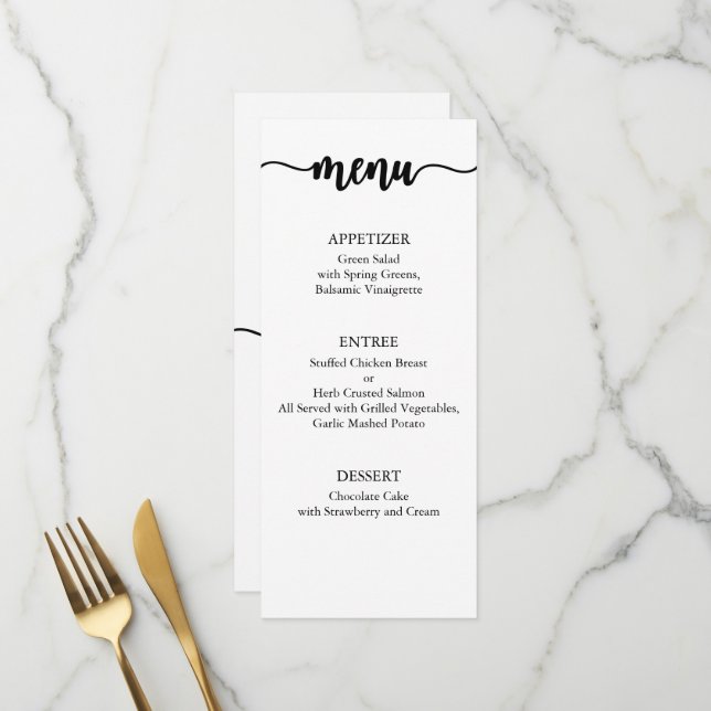 Menu Card, Wedding Menu, Dinner, Lunch (Front/Back In Situ)