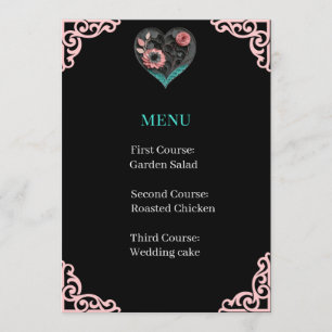 Menu Card Wedding Reception Quilled Heart