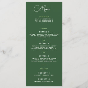 Menu Card - Wrightsville Manor Suite