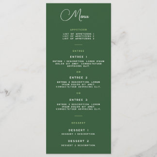 Menu Card - Wrightsville Manor Suite