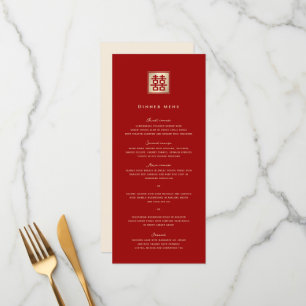 Menu Carré classique double bonheur Mariage chinois