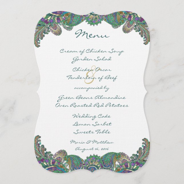 Menu Cartons d'invitation de mariage aux couleurs du pa (Devant)