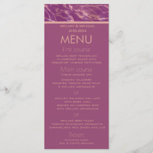 Menu Cassis rose marbre doré romantique design élégant.