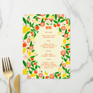 Menu Célébration de Citron Mariage Été Fruit PERSONNALI
