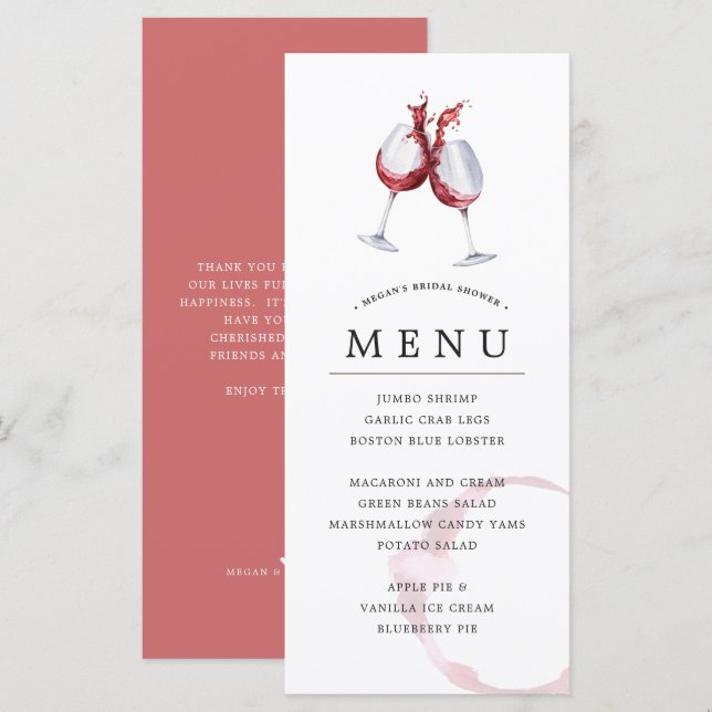 Menu Célébration de deux vins rouges (Devant / Derrière)