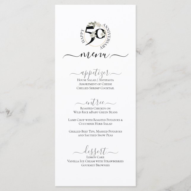 MENU CÉLÉBRATION DU 50E ANNIVERSAIRE (Devant)