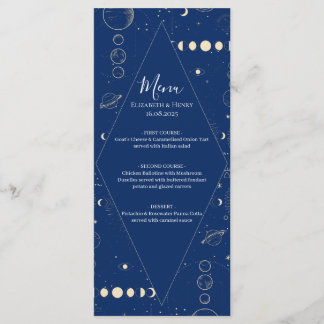 Menu Céleste cosmique éthéré soleil lune étoiles mariag