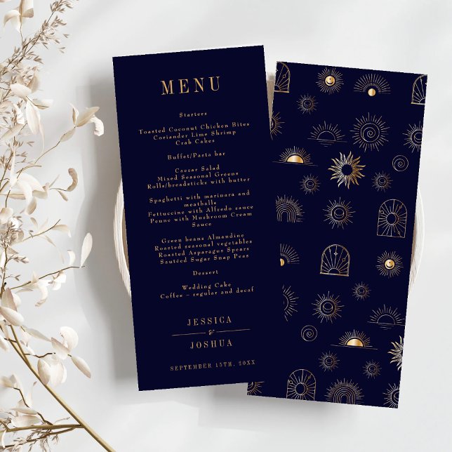 Menu Céleste Soleil Croissant Lune d'or Marine (Créateur téléchargé)