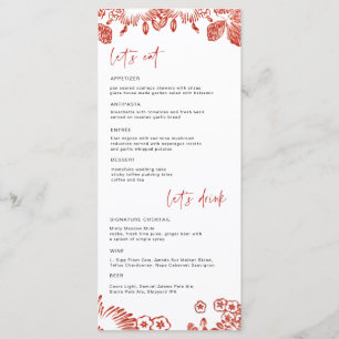 Menu Céramique Portugal Fleur Rouge   Mariage