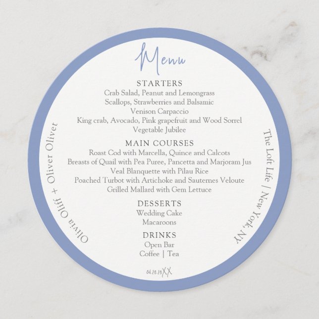Menu Cercle Mariage de Montagnes Violettes (Devant)