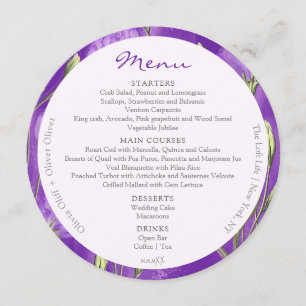 Menu Cercle Mariage d'Eustomas pourpre