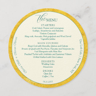 Menu Cercle Mariage d'or jaune