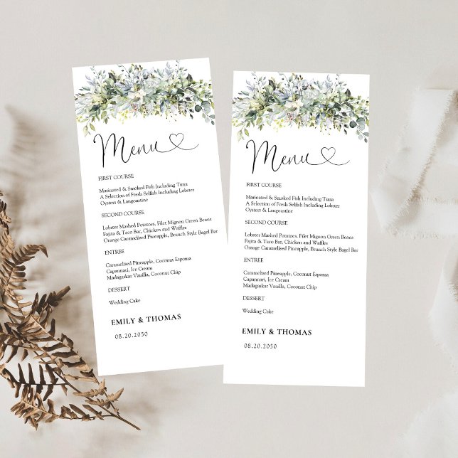 Menu Cérémonie Mariage Florale de verdure (Créateur téléchargé)