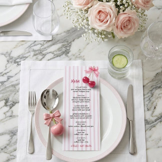 Menu Cerise sur le dessus Retro rouge rose Noeud Bébé F