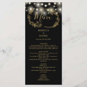 Menu Chaîne Lights Floral Noir Et Mariage Or