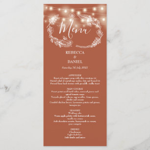 Menu Chaîne Lights Floral Terracotta Mariage