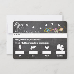 Menu Chalkboard Choix Floral Garland Wedding RSVP