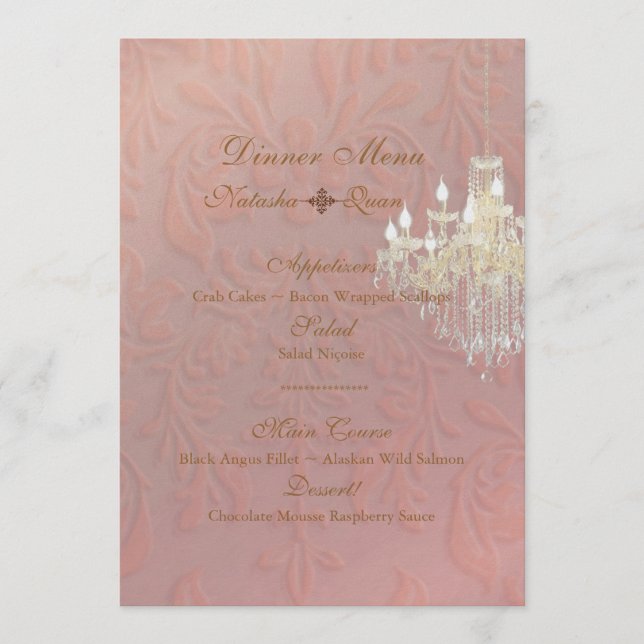 Menu Chandelier PixDezines + Champagne Damas/rose (Devant)