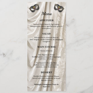 Menu Charbon Ivoire Mascarade Blanc Damassé Or Bal