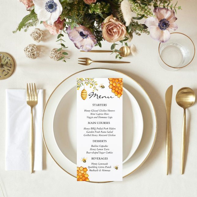 Menu Charming Baby shower d'ours d'abeilles de miel (Créateur téléchargé)