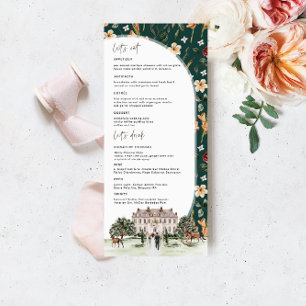 Menu Château Élégant Manoir Anglais Mariage Aquarelle