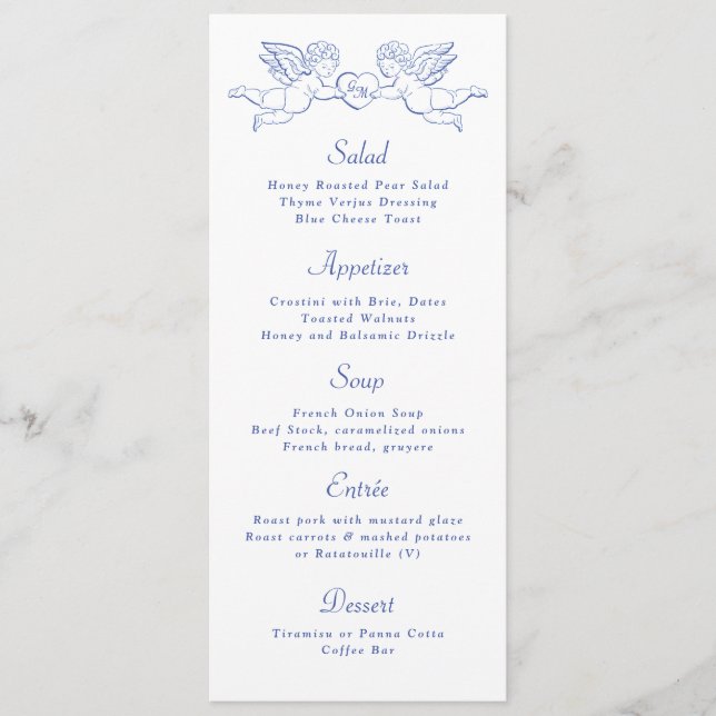 Menu Cherub Cupid Couple Holding Heart Wedding (Devant)