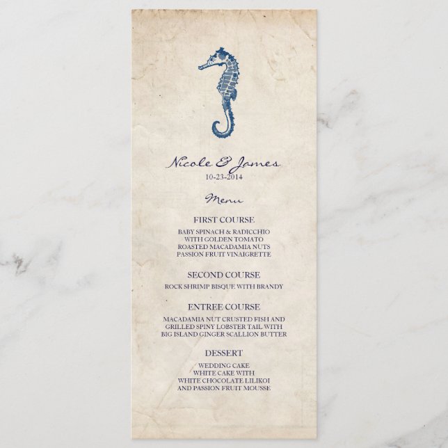 Menu Chevalier bleu Vintage de plage (Devant)