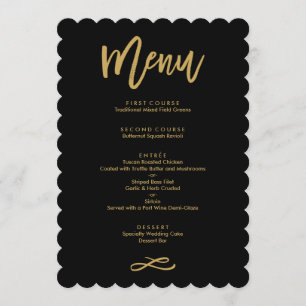 Menu Chic Hand Lettré or et Mariage noir
