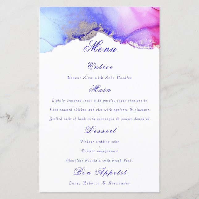 Menu Chic Mariage blanc violet (Devant)