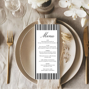 Menu Chic nœud papillon minimaliste rayé noir blanc mar