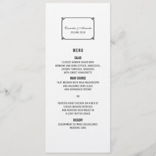 Menu chic noir de mariage de Deco