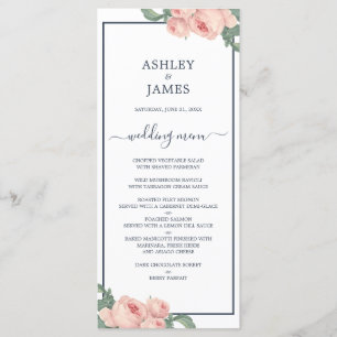 Menu Chic rose rose rose rose foncé Mariage